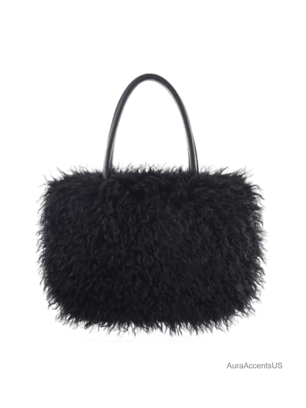 Faux Fur Fuzzy Tote Bag Large Plush Top Handle Curly Shoulder Purse Winter